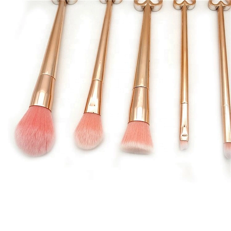 Heart Handle 7pcs Makeup Brush Set Colorful Synthetic New Factory Foundation Synthetic Hair Eye Shadow Shaving Brush Flat Brush