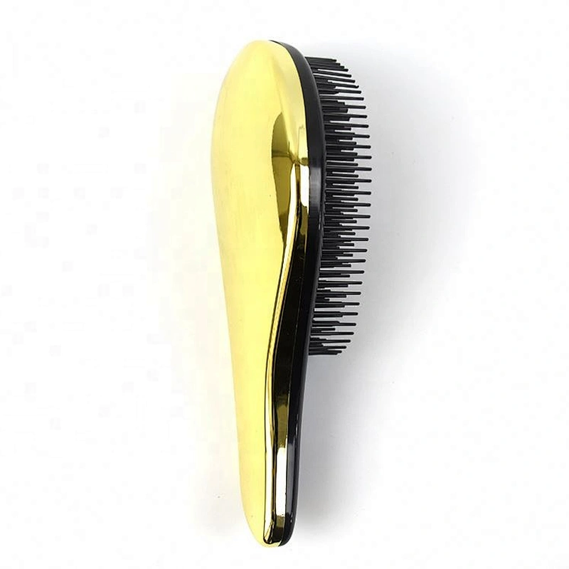 Fashion detangler design new travel salon hair styling shiny gold electroplate women care hair brush