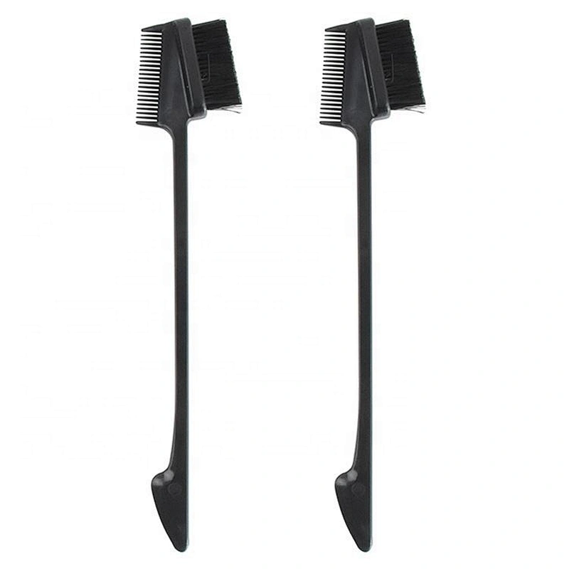Black personalized custom edge control popular mini pocket women edge brush and comb double