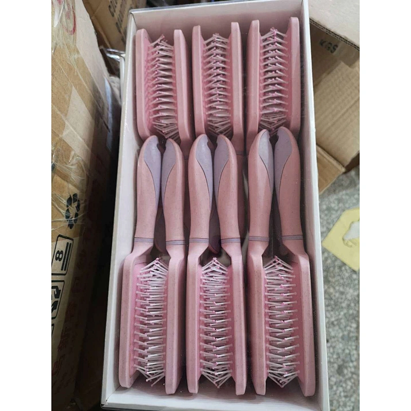 Wholesale Pink Paddle Cushion Plastic Hair Brush Soft Nylon Bristle Detangling Logo Wet For Extensions