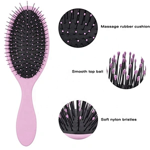 Wholesale oem hairbrush rubber finishing nylon bristle scalp massage detangling hair brush