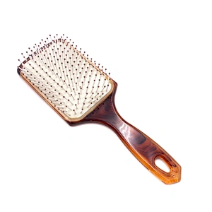Wholesale Amber Paddle Cushion Plastic Hair Brush Soft Nylon Bristle Detangling Logo Hair Brush for hair extensions
