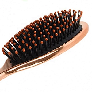 Custom brand soft nylon wet hair brush gold color women plastic hair brush massage products
