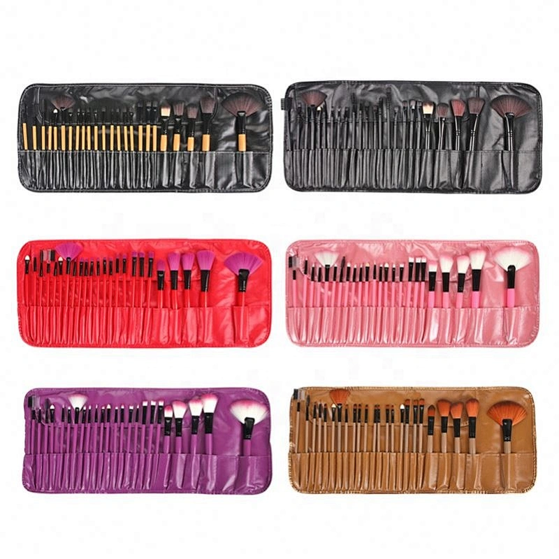 24Pcs Set Pink Black Makeup Distributor Brochas De Maquillaje Professionals Make Up Kit With Pu Leather Bag Brush