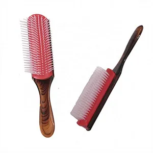 Amazon Hot Sell Personalized Nylon Bristles Detangling Hair Brush 9 Row Denman