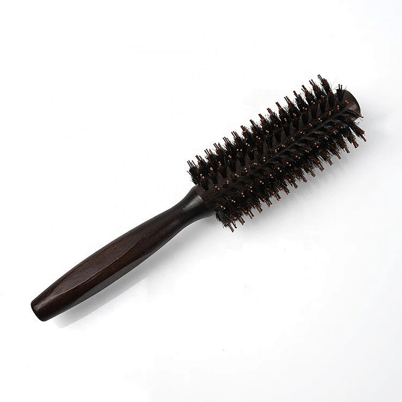 Exfoliating nylon boar bristle salon women care beauty fashional hairdressing round styling wooden brush