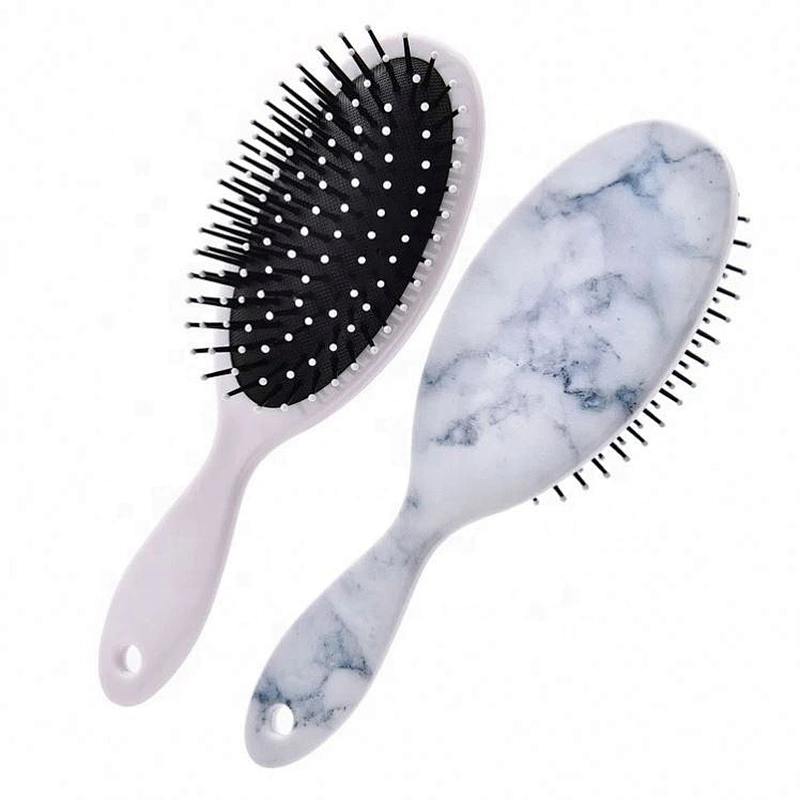 Small Order Detangling Cushion Hair Brush Massage Paddle Comb Customized Logo Marble Stripe