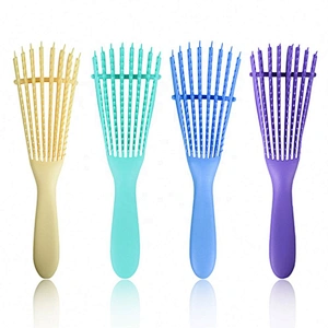 Amazon Hot Sale Custom Logo Women's Hair Detangling Brush Plastic 8 Rows Anti-Static Scalp Massage Fast Drying Hairbrush