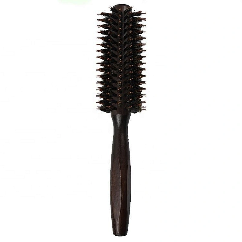 Exfoliating nylon boar bristle salon women care beauty fashional hairdressing round styling wooden brush
