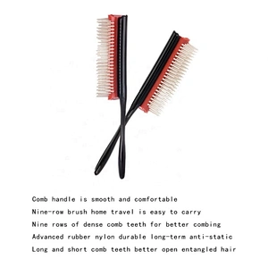 Personalized  Detachable Air Cushion Nylon Bristles 9 Row Denman Hair Brush For Man