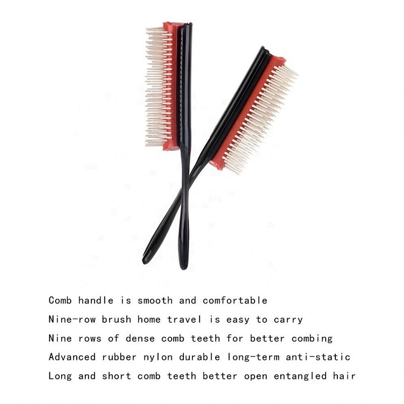 Personalized  Detachable Air Cushion Nylon Bristles 9 Row Denman Hair Brush For Man