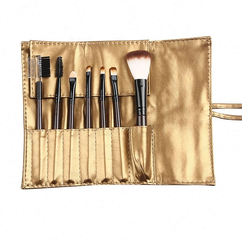 Wholesales 7 Pcs Professional Plastic Make Up Brush Label Makeup Bag Set