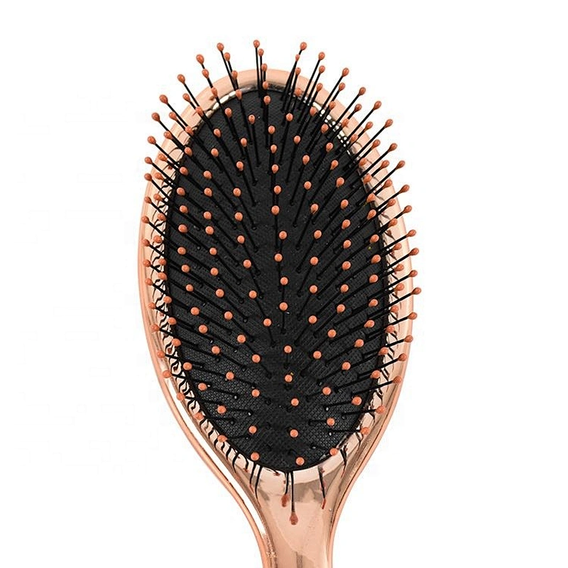 Multi-color Girls Princess Wholesale Factory Small MOQ Massage Cushion Electroplated Hair Brush Rose Gold Round Vent Paddle