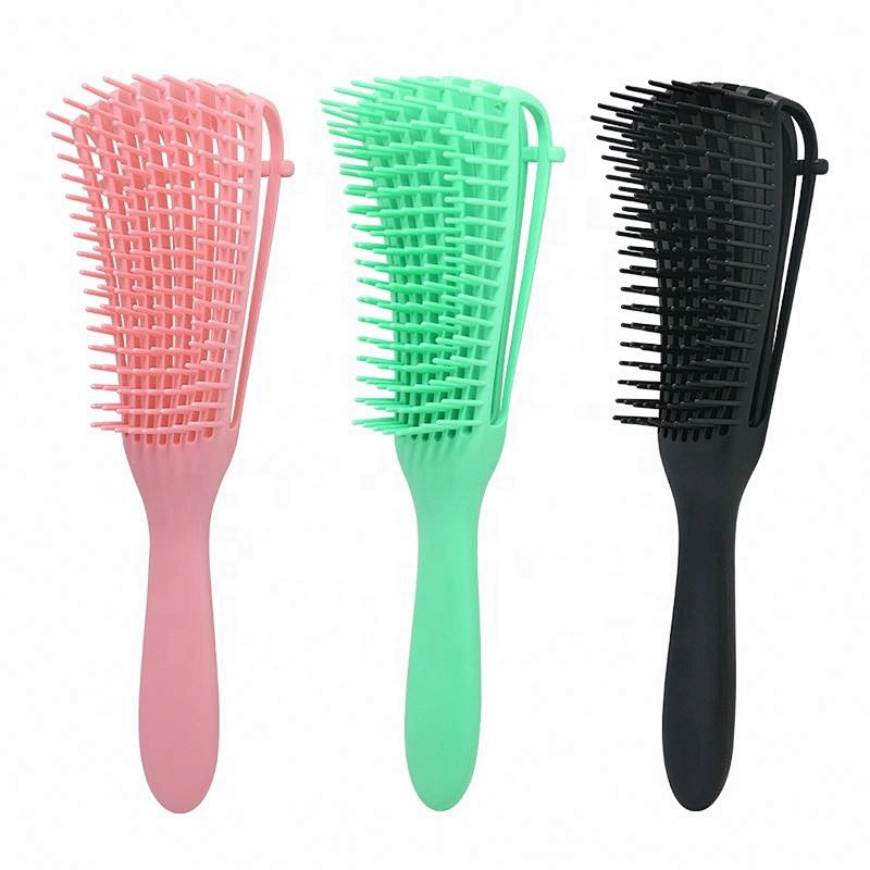 Wholesale Custom Logo Products Eight Rows Detangling Massage Detangle Hair Brush For Curly
