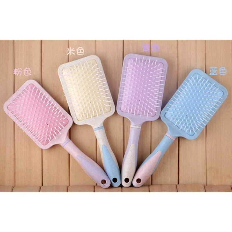 Wholesale Pink Paddle Cushion Plastic Hair Brush Soft Nylon Bristle Detangling Logo Wet For Extensions
