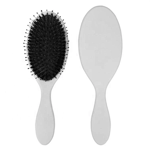 Wholesale anti static private label mix soft nylon and boar bristles white hair massage brush