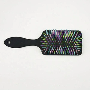Salon hairbrush black soft touch hair combs and brushes rainbow bristles paddle hair brush
