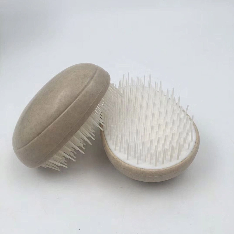 Eco Friendly Biodegradable Wheat Straw Plastic Egg Shape Tangle Tezer Detangling Scalp Massage Hair Brush For Curly