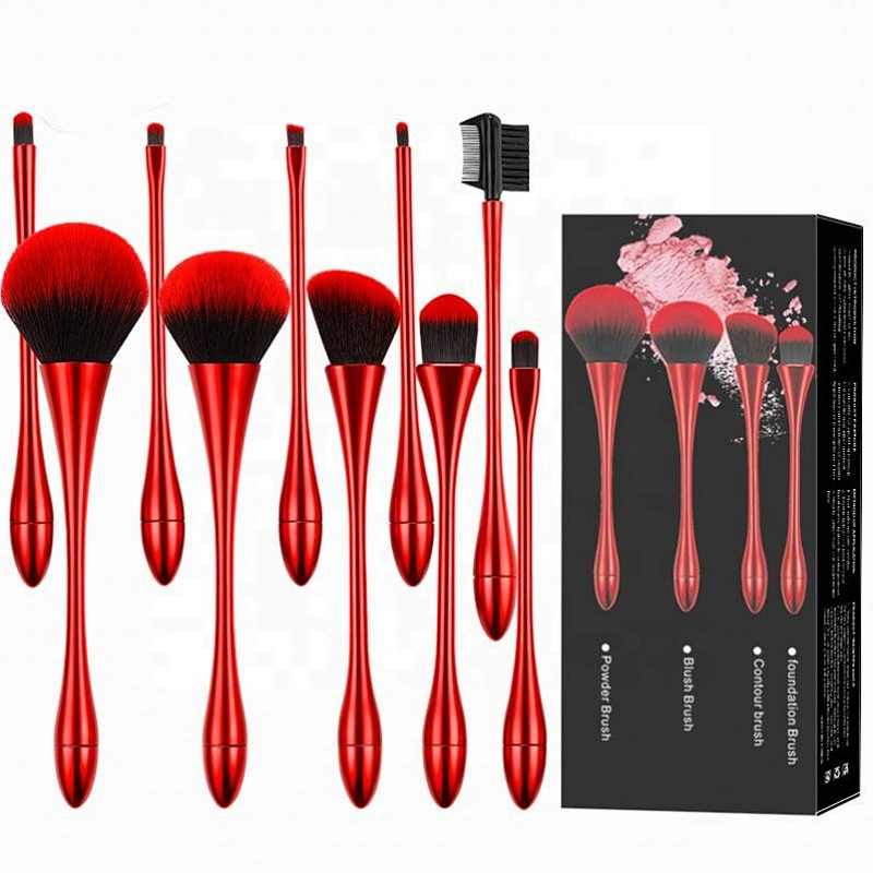 2020 New Makeup Brushes 10pcs Beauty Cosmetics Kit Contour Eye Shadow Powder Blush Make up Brush Set Foundation Fan Brush