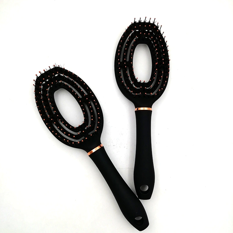 New Design Private Label Plastic Vent Hair Brush Curved For Detangling Boar Bristle