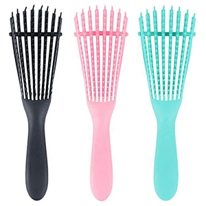 4 colors fast drying 8 rows anti static cleaner edge flat filament top nylon bristles self cleaning hair brush