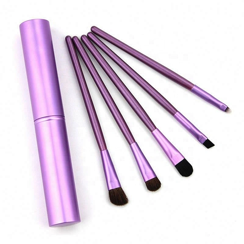 5Pcs Travel Portable Eyeshadow Eyeliner Eyebrow Brush Lip Make Up Brushes Mini Eye Makeup Set
