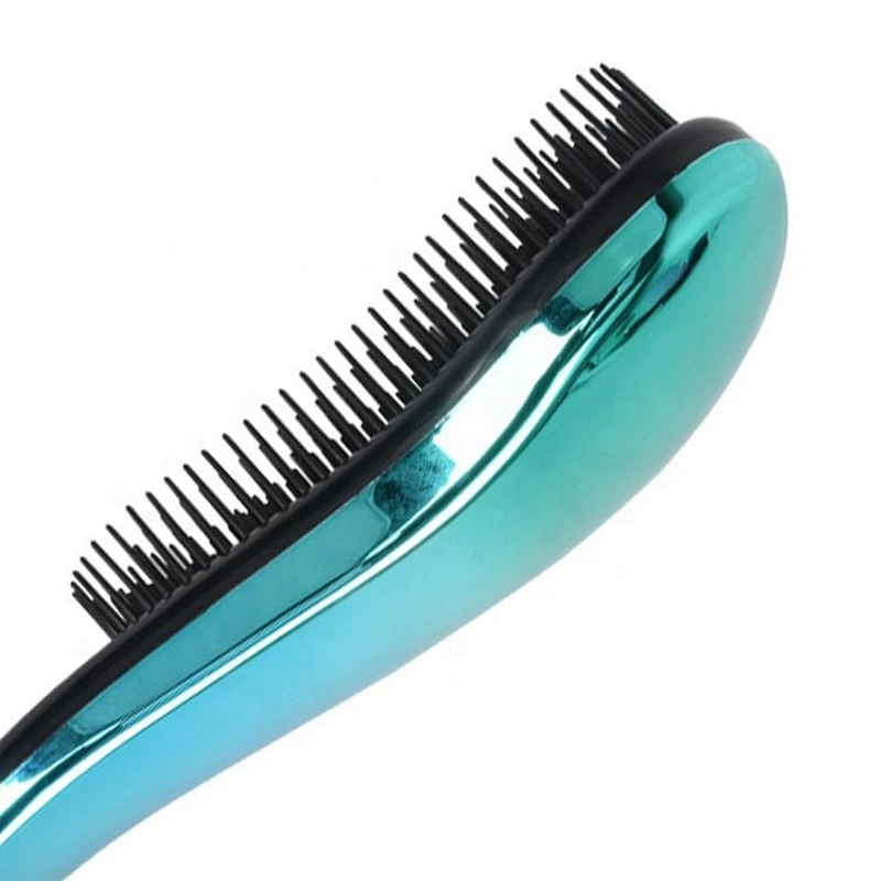 New fashion best selling electroplating green blue color hairbrush custom barber care detangle brush hair
