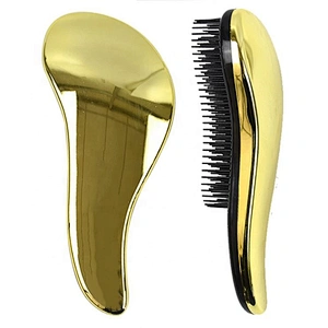 Fashion detangler design new travel salon hair styling shiny gold electroplate women care hair brush