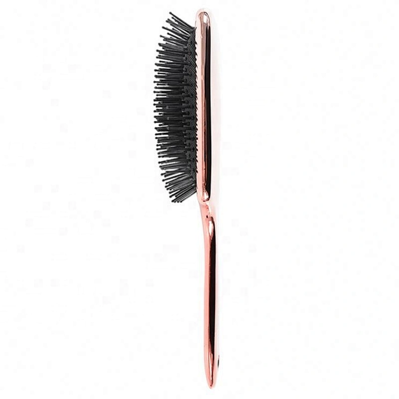 Factory sale small MOQ electroplating hair care square brush private label paddle hair brush