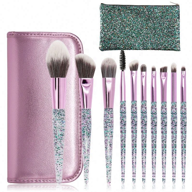 10 Pcs Crystal Colorful Makeup Brush Set Handle Powder Custom Logo Make Up