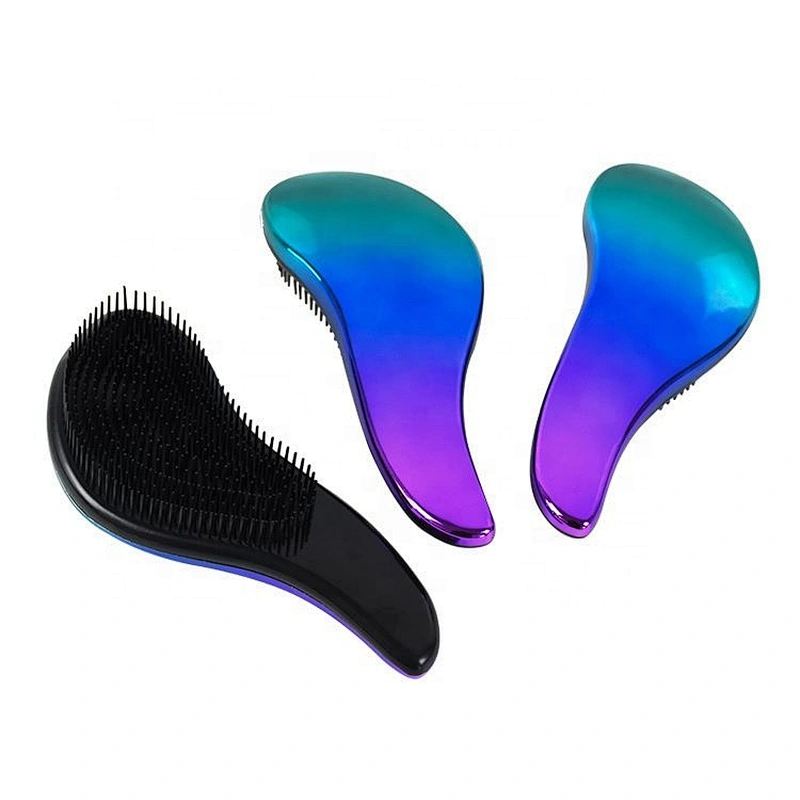 Amazing electroplating color change private label detangling 3d brush detangle magic hair brush