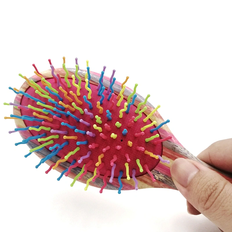 Customized 2018 Selling Nylon Pins Wood Bristle Moustache Handle Mini Baby And Comb Set Wooden Wholesale Hair Brush