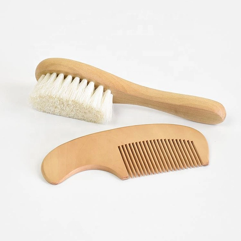Hot Selling in Amazon Natural Wood Eco-Friendly Mini Goat bristle Newborn Baby hair brush