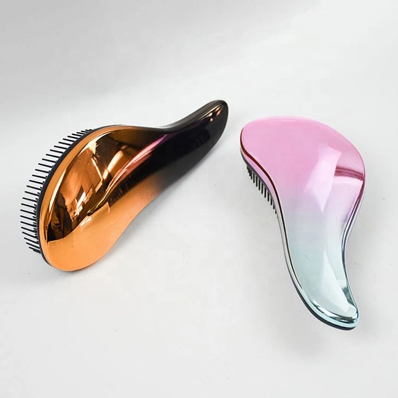 Professional Hot Sale Electroplated Surface Two-Colors Customized Logo Hairbrush
