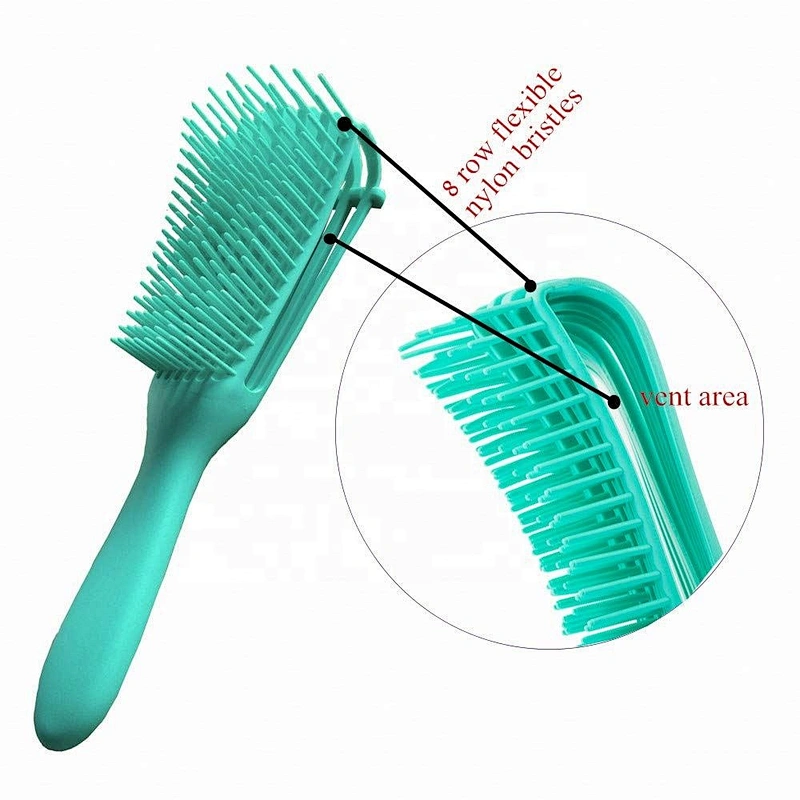 Free Sample Curve Fast Drying Octopus 8 Rows Anti-Static Scalp Plastic  Massage Vent Detangling Hair Brush
