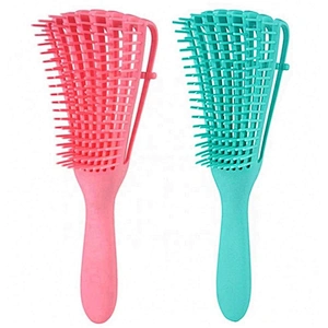 Professional Custom Logo Pink,  Curly Wet Afro Textured Detangling Brush For Natural Black Hair Or Long Thick/