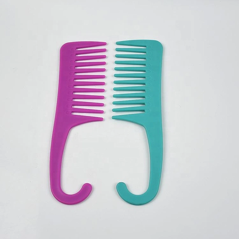 Mixed color customilized logo plastic wide tooth hanging shower detangling hair comb