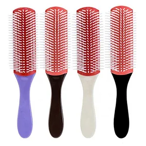 Amazon Hot Sell Personalized Nylon Bristles Detangling Hair Brush 9 Row Denman