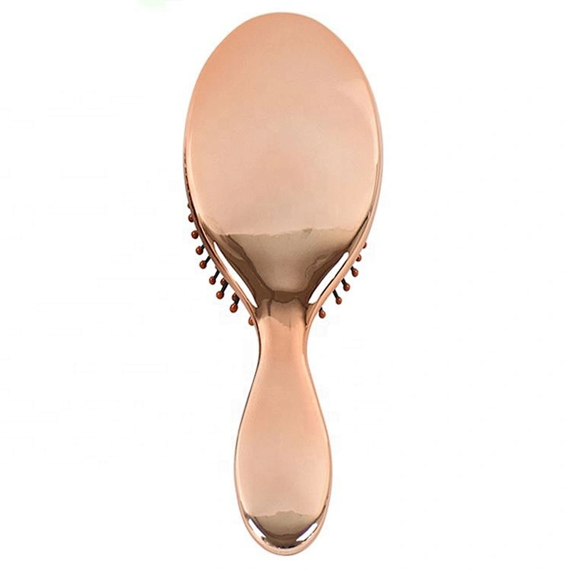 Custom brand soft nylon wet hair brush gold color women plastic hair brush massage products