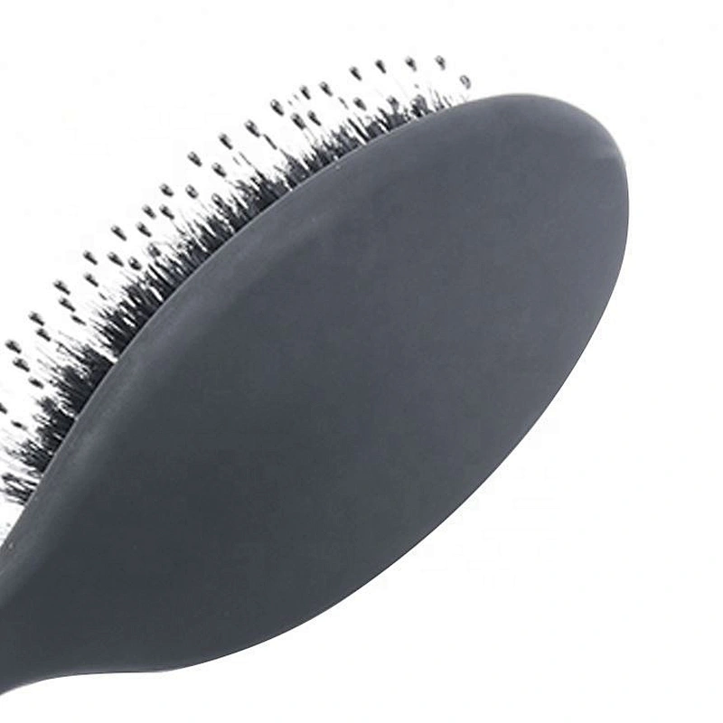 Adult original detangler antistatic black oval brush rubber cushion natural nylon boar bristle hairbrush