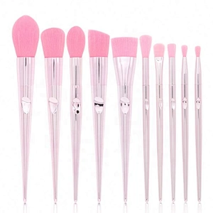 10 Pcs Portable Aluminum Handle Makeup Brushes For Pink Laser Bag Thumb Kit