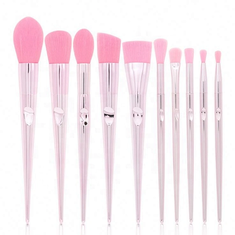 10 Pcs Portable Aluminum Handle Makeup Brushes For Pink Laser Bag Thumb Kit