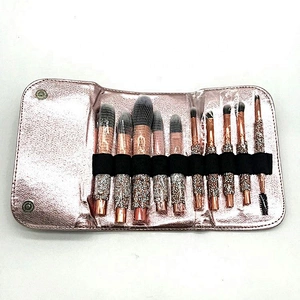 Private Label New Design 10 Shiny Foundation Eyeshadow Bling Diamond Sparkle Glitter Makeup Brush With Case