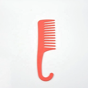 Mixed color customilized logo plastic wide tooth hanging shower detangling hair comb