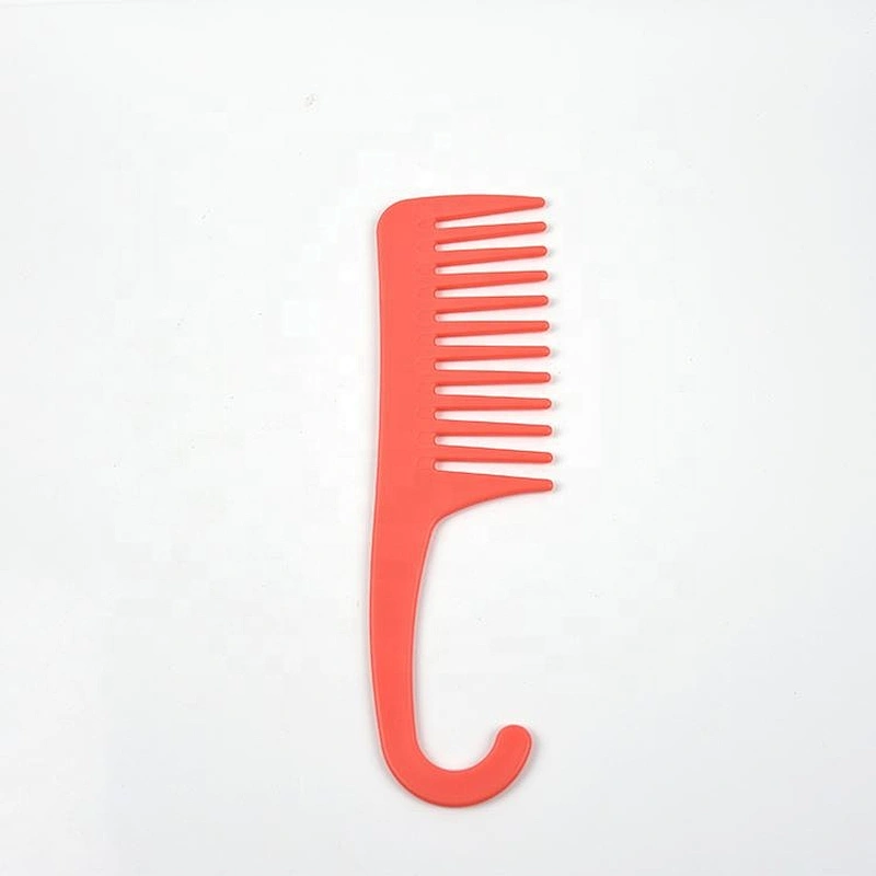 Mixed color customilized logo plastic wide tooth hanging shower detangling hair comb