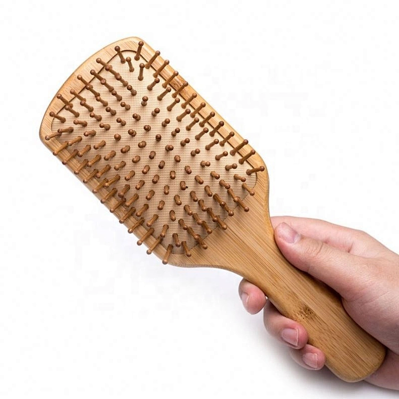 Factory Price Customized Long Handle Bamboo Detangling Massage Air Paddle Hair Brush