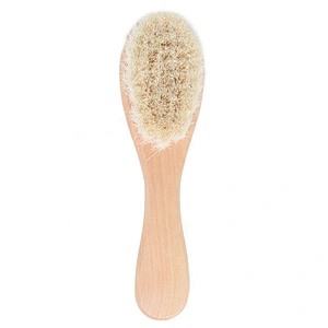 Wood Handle Material and soft Bristle Brush Material Baby Goat Bristle Cute Newborn kids HairBrush