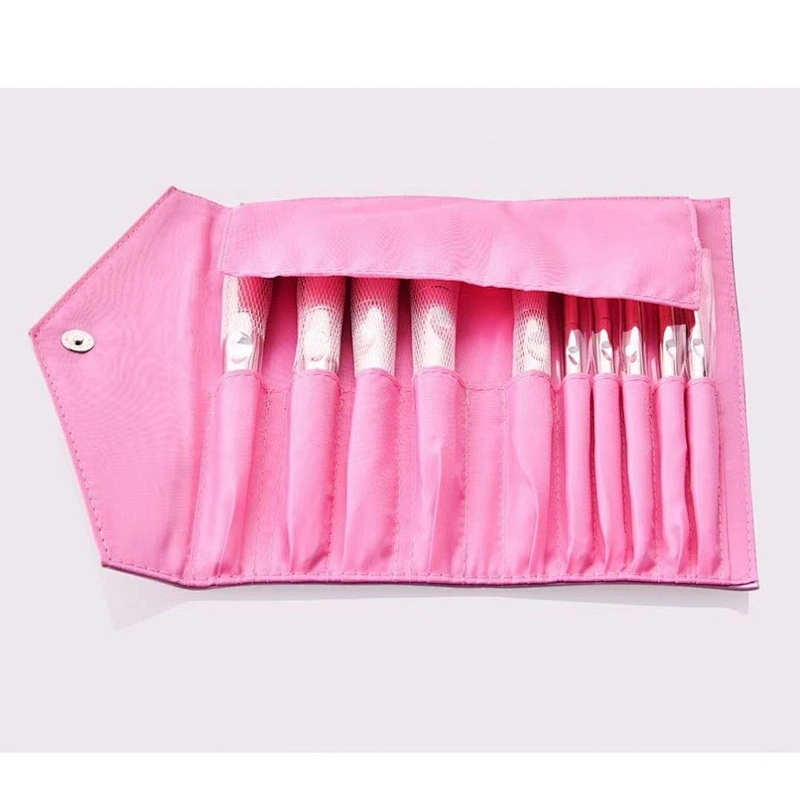 Private Label Synthetic Personalized Makeup Brush Set with Cosmetic Bag New Arrival 10pcs Rose Gold Foundation Fan Brush Face