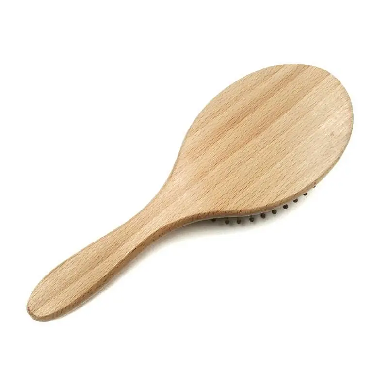 Hot Selling High quality oval wooden or bamboo hair brush set boar bristle hair brush with wood comb set