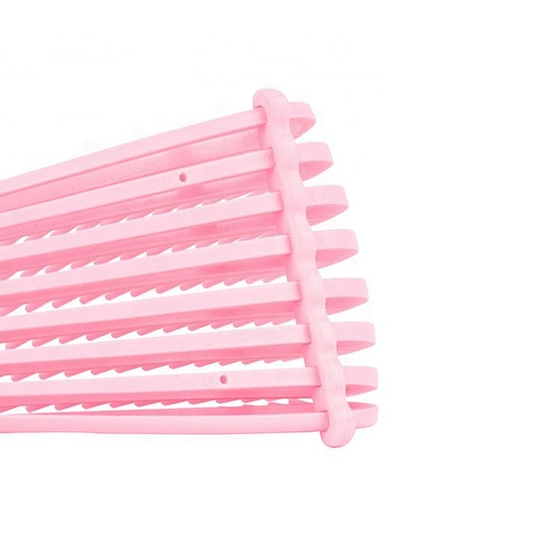 PVC box set plastic bristles pink rubber handle soft flexible 8 rows teeth detangling hair brush custom logo
